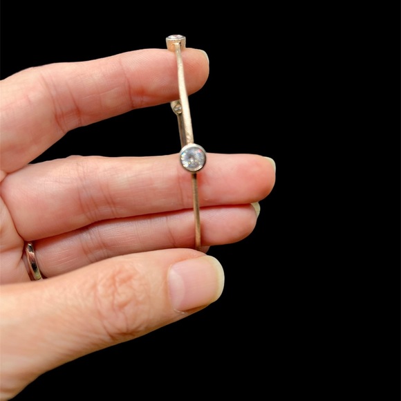 Brushed gold / silver bangle bracelet - Picture 2 of 4